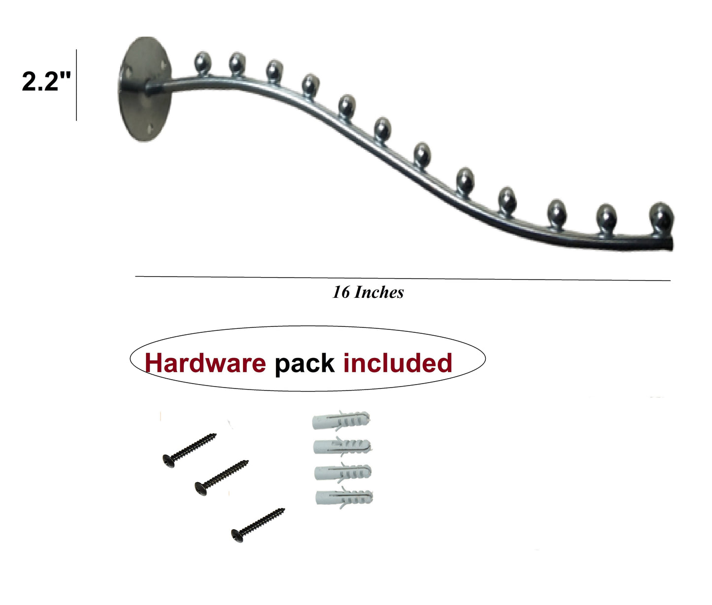 Q1 Beads 2 Pcs 12 Balls Pin Wall Mount Wall Clothes Hanger for Home and Display (Chrome,2 Pcs.)