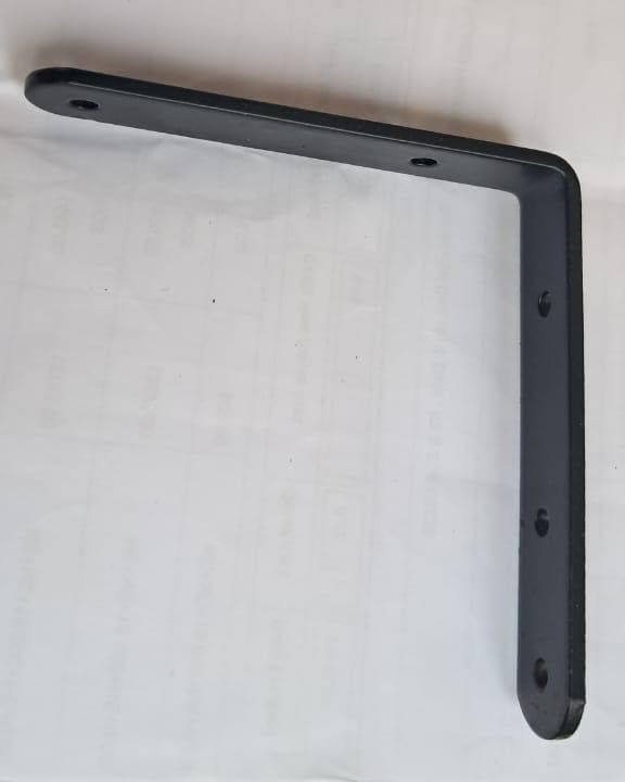 Q1 Beads 4 Pack Metal 4 x 4 inches Heavy Duty 30 Kgs. Load Capacity L Clamp Angle Bracket L Bracket for Wall Shelf,Rack, Home,Shop, Showroom (4 x 4 Inches, Black Powder Coated)