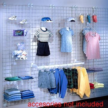 Q1 Beads Steel Grid Wall Mesh 1.5x2 feet(45 x 60 cm) Display Stand Rack with 6 inch Jaali Hook 6 Pcs. for Retail Display|Shop|Showroom|Kitchen| Hanging Accessories|Photo 5 MM SS Rod (Chrome)