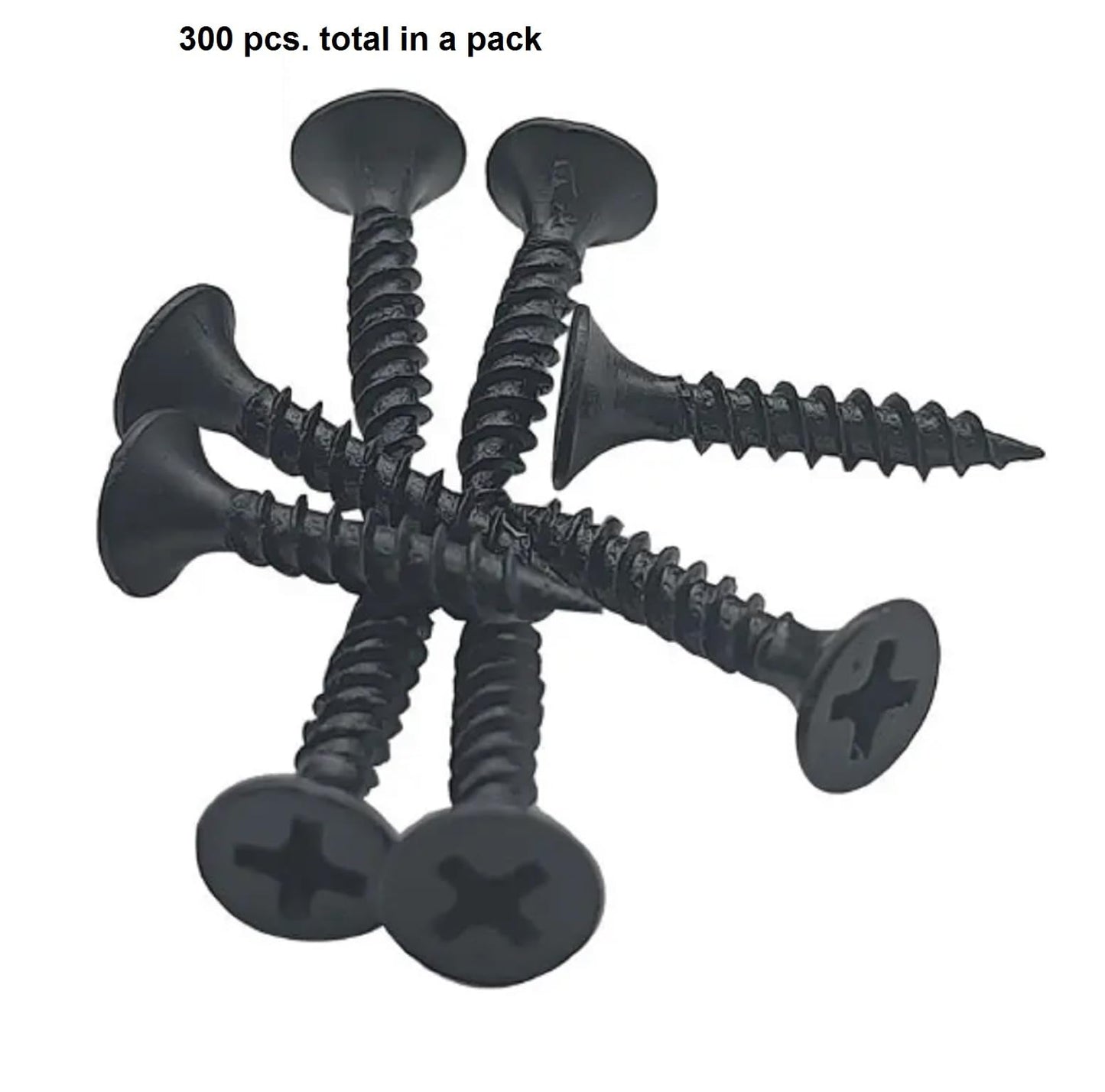 Q1 Beads 300 pcs Iron 19mm (0.75") Black Drywall Screw Self Drilling Bugle Head PoP for Multiuses (Size 3.5x19)