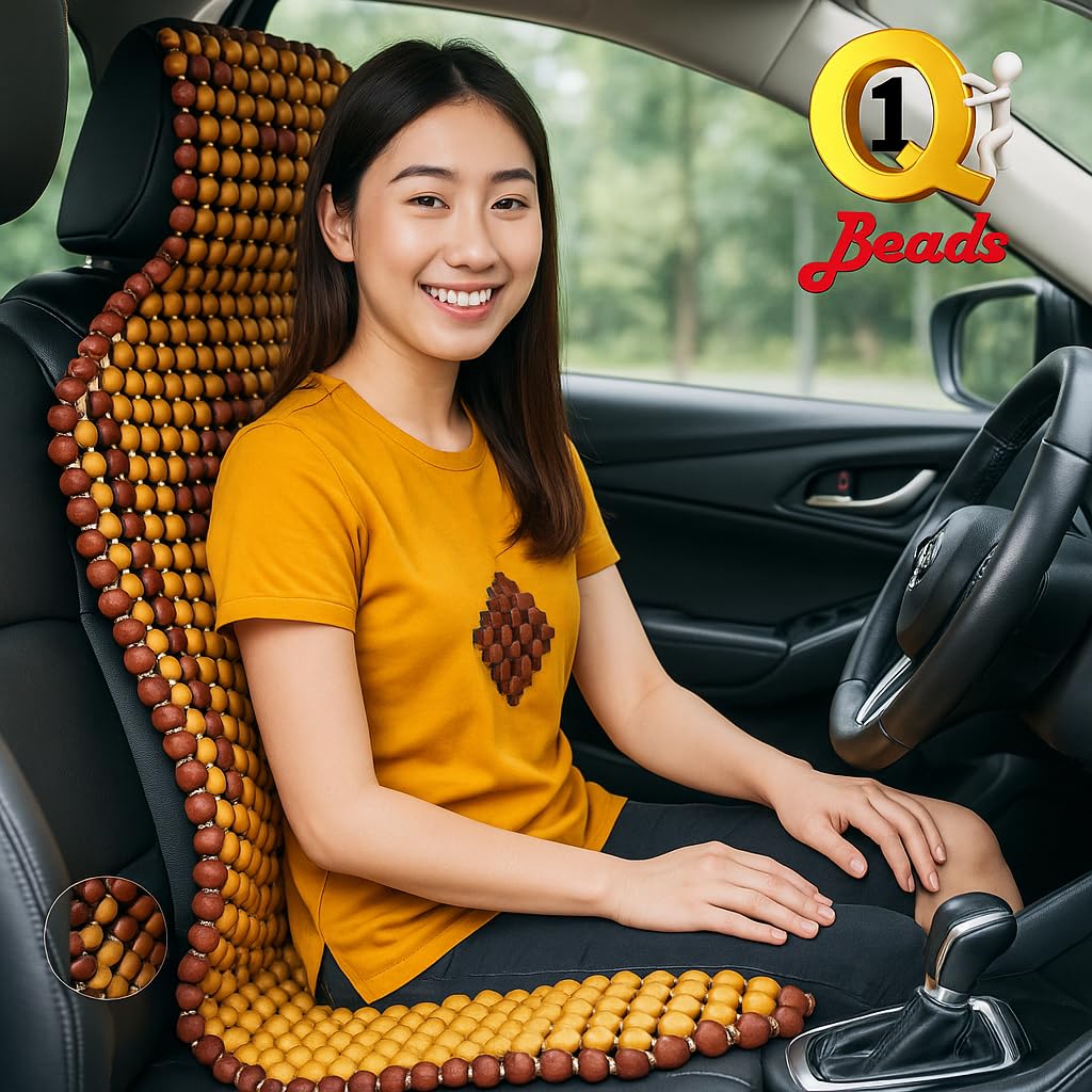 ஹூண்டாய் எலைட் i20, Kona EV, tucson, Grand i10, Xcent,venue, creta, verna, Elantra, Santro & Universal FITக்கான Q1 பீட்ஸ் XXLCAP வூட் கார் பீட் சீட் கவர் குஷன்