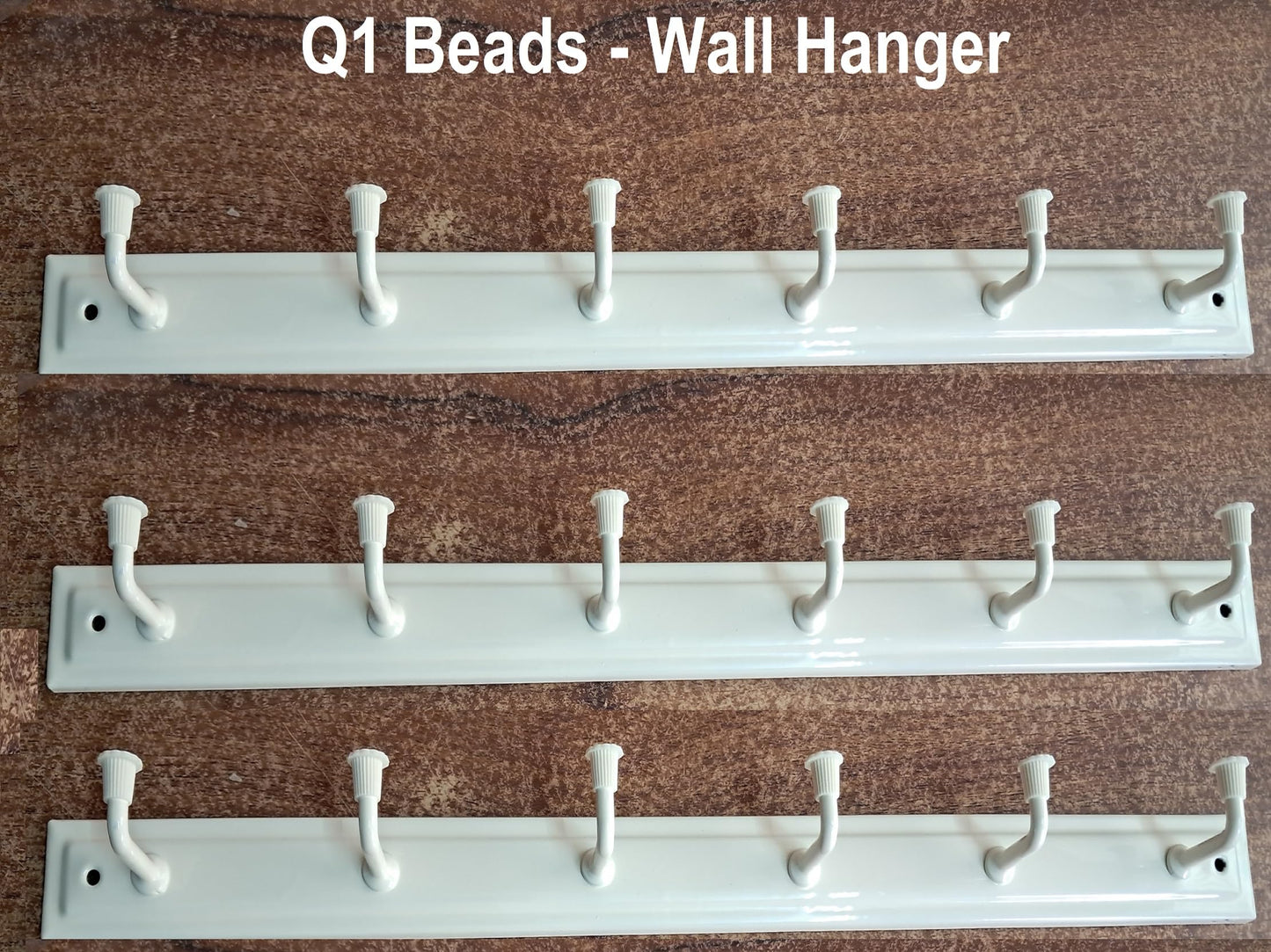Q1 Beads 3 Pack Metal Wall Mount Clothes Hanger 6 Pins Wall Hooks for Hanging,Towel Hook Hanger for Bathrooms with Hardware Fittings (Ivory)