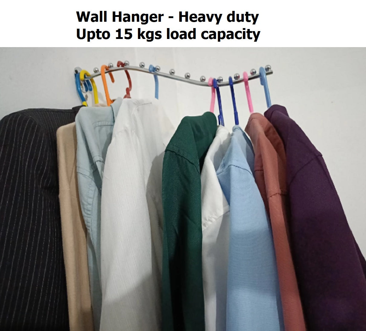 Q1 Beads 2 Pcs 12 Balls Pin Wall Mount Wall Clothes Hanger for Home and Display (Chrome,2 Pcs.)