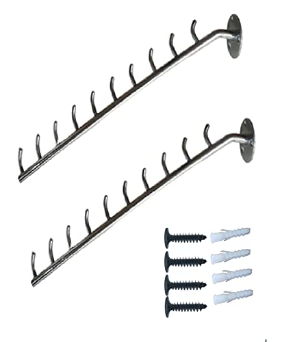 Q1 Beads Pcs 10 Pin Stainless Steel Display Hooks Wall Hanger for Clothes Kitchen,Shop, Boutique, Dining Hall, Showroom, Storage Room,