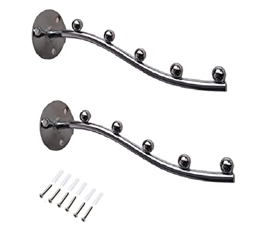 Q1 Beads Stainless Steel Wall Mount Ball Pin Hooks Drope Hanger for Furniture Wardrobe/Cupboard/Shop/Showroom, Boutique Hanging Accessories Pack