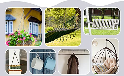 Q1 மணிகள் 4 பேக் 5" அங்குல துருப்பிடிக்காத ஸ்டீல் S வடிவ S கொக்கிகள் பணிமனை, உச்சவரம்பு மின்விசிறி, ஊஞ்சல்/ஜூலா (8 மிமீ ராட், 4 பிசிக்கள்) ஆகியவற்றில் தொங்குவதற்கான ஹெவி டியூட்டி