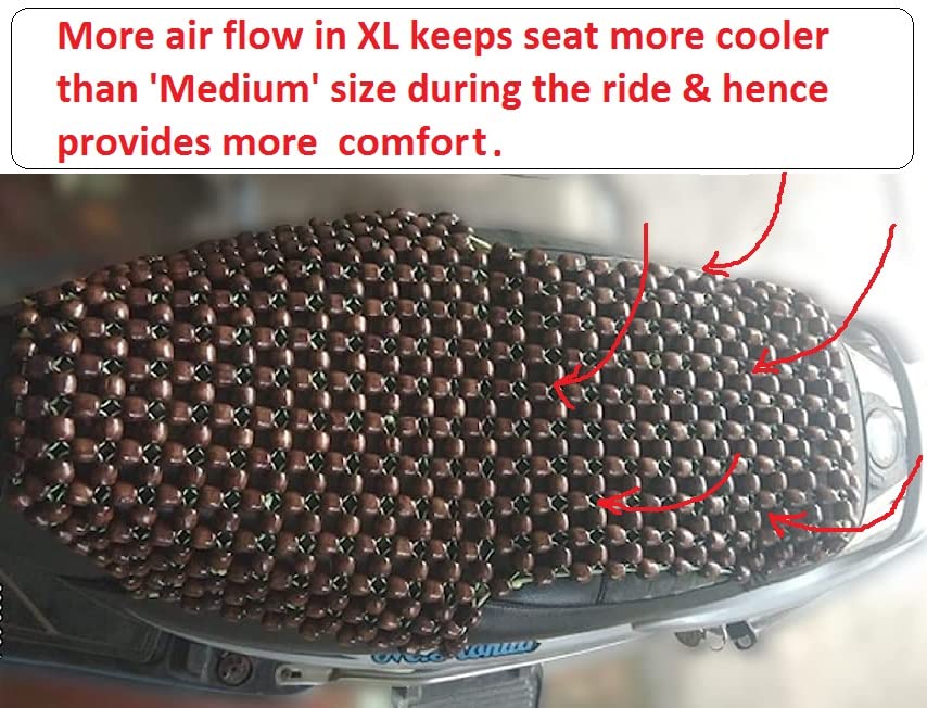 Q1 Beads Wooden Beads Acupuncture Design Scooter Seat Cover Cushion for Long Ride for All Brand Scooty/Scooter - Pack of 1 (XL, Coffee Color)