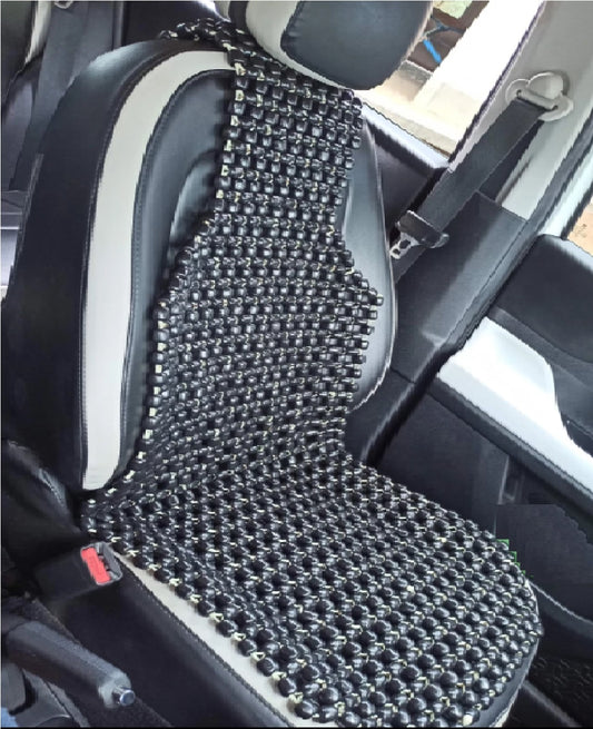 Q1 Beads LBlack Wooden Beads Acupressure Mat Seat Beads Cover Cushion for All the Cars/SUVs/Office Chair/Home Chair (Universal Fit, 1 Pc)