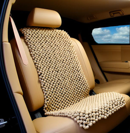 Q1 Beads XXLBeige Wooden beads seating pad suitable for all the Car/SUV & Chair(1 Pack)