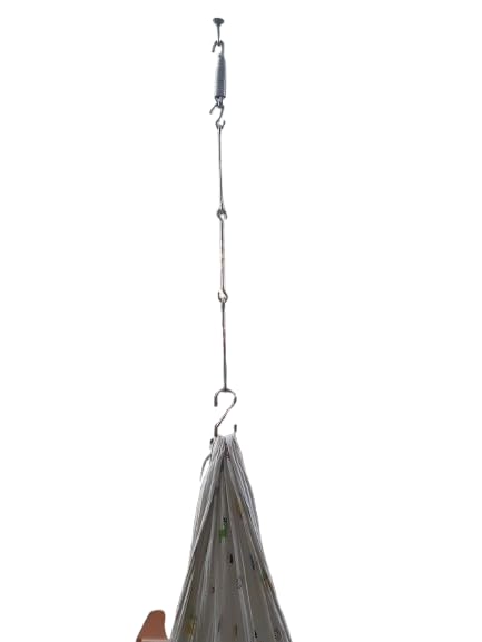 Q1 Beads Metal Swing Jhula Hammock Chain Link Kit - Swing Hammock Spring Hook Set, 150 Kg Capacity Hanging Accessories Combo Pack (2 S Hooks, 3 Link Rod Saliya, 1 Spring, Chrome)