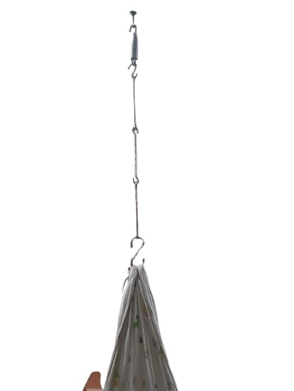 Q1 Beads Metal Swing Jhula Hammock Chain Link Kit - Swing Hammock Spring Hook Set, 150 Kg Capacity Hanging Accessories Combo Pack (2 S Hooks, 3 Link Rod Saliya, 1 Spring, Chrome)