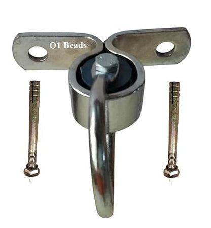 Q1 Beads 2 Pcs Set Metal Round Kada Heavy Duty Wall Hook for Ceiling Hanging Swing Chandelier Baby Swing Punching Bag Fan Jhula Hammock with 4 inches (10mm x 100mm) fasteners 4 Nos.