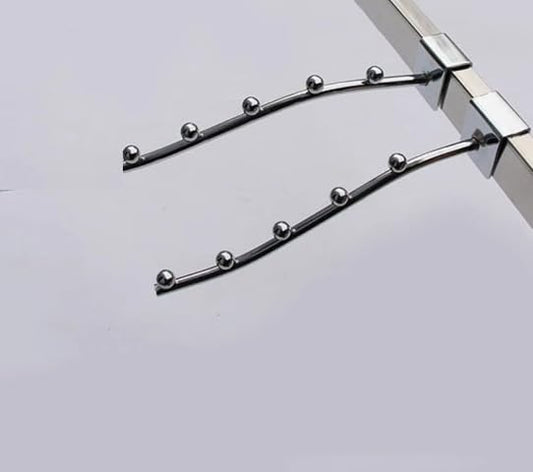 Q1 Beads Steel Tube Hanger 250 mm/10 inch Square Pipe Display Hooks Hanger for 15 mm Square Tube -Shop,Supermart Shelf Accessories(Chrome)-2 Pack