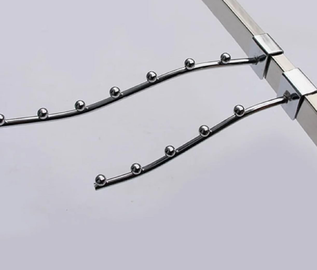 Q1 Beads Steel Tube Hanger 350 mm/14 inch Square Pipe Hooks Hanger for 15 mm Square Tube -Supermart Shelf Accessories(Chrome)-2 Pack