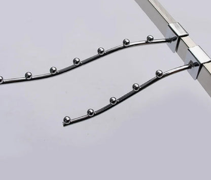 Q1 Beads Steel Tube Hanger 350 mm/14 inch Square Pipe Hooks Hanger for 15 mm Square Tube -Supermart Shelf Accessories(Chrome)-2 Pack