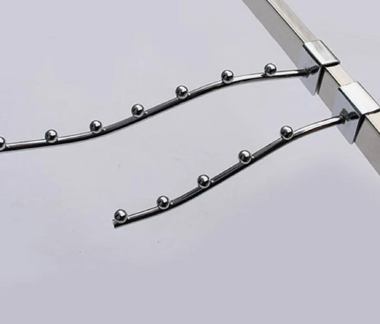 Q1 Beads Steel Tube Hanger 350 mm/14 inch Square Pipe Hooks Hanger for 15 mm Square Tube -Supermart Shelf Accessories(Chrome)-2 Pack