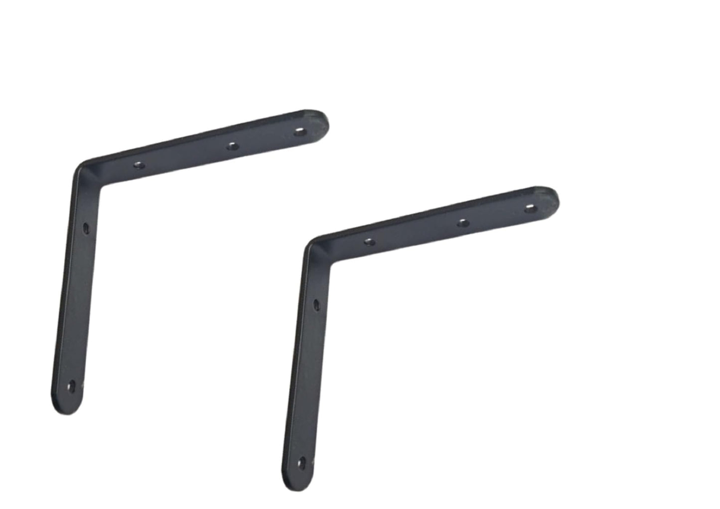 Q1 Beads 4 Pack Metal 4 x 4 inches Heavy Duty 30 Kgs. Load Capacity L Clamp Angle Bracket L Bracket for Wall Shelf,Rack, Home,Shop, Showroom (4 x 4 Inches, Black Powder Coated)