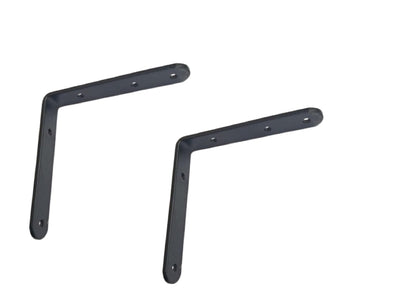 Q1 Beads 4 Pack Metal 4 x 4 inches Heavy Duty 30 Kgs. Load Capacity L Clamp Angle Bracket L Bracket for Wall Shelf,Rack, Home,Shop, Showroom (4 x 4 Inches, Black Powder Coated)