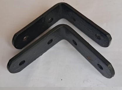 Q1 Beads 4 Pack Metal 3 x 3 inches Heavy Duty 30 Kgs. L Clamp Shelf Bracket 30 kgs Load Capacity Angle Bracket L Bracket for Wall Shelf,Rack, Home,Shop, Showroom (76x76 mm, Black Powder Coated)