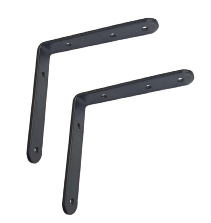 Q1 Beads 4 Pack Metal 5x5 inch Heavy Duty 30 Kgs. Load Capacity L Clamp Angle Bracket L Bracket for Wall Shelf,Rack, Home,Shop, Showroom (5 x 5 Inches, Black Powder Coated)