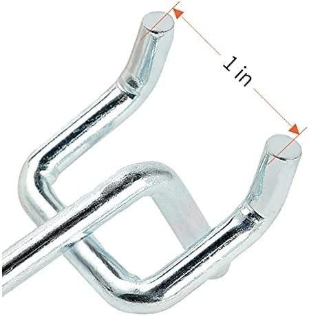 Q1 Beads 12 Pack 2" Heavy Duty Peg Hooks for 1 Spaced Pegboards, Utility Hooks for Wall Organizing in Home or Garage (Chrome, 2 inches, 12 Pcs)
