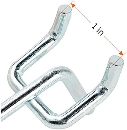 Q1 Beads 12 Pack 2" Heavy Duty Peg Hooks for 1 Spaced Pegboards, Utility Hooks for Wall Organizing in Home or Garage (Chrome, 2 inches, 12 Pcs)