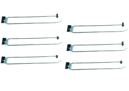 Q1 Beads 6 Pcs. Steel Tube Panel Display Hook with Price Tag Holder 250 mm/10 inch for Square Pipe 15x30 mm -Supermart Shelf Accessories(Chrome)