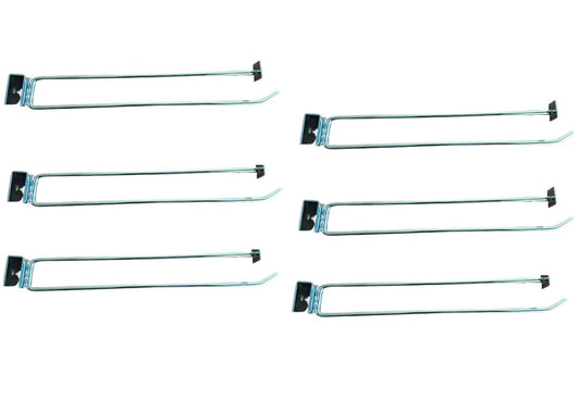 Q1 Beads 6 Pcs. Steel Tube Panel Display Hook with Price Tag Holder 250 mm/10 inch for Square Pipe 15x30 mm -Supermart Shelf Accessories(Chrome)