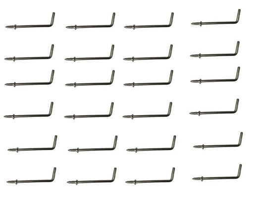 Q1 Beads 24 Peices 5 inch Steel L Shaped Wall Mount Display Hooks for Multipurpose Hanging in Shop,Home, Counter Display Self Screw in (Chrome)