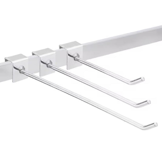 Q1 Beads 12 Pcs. Steel Square Pipe Panel Display Hooks for Shop 300 mm/12 inch for Square Pipe 15 mm -Supermart Shelf Accessories(Chrome)