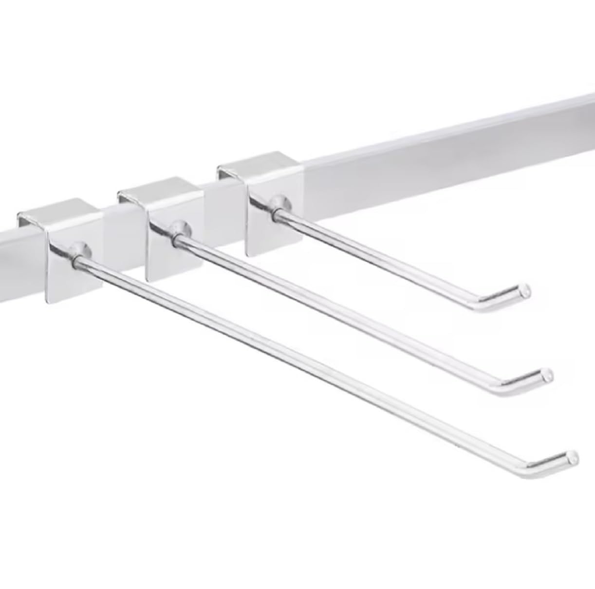 Q1 Beads 12 Pcs. Steel Tube Display Hook 150 mm/6 inch for Square Pipe 15x30 mm -Supermart Shelf Accessories(Chrome)