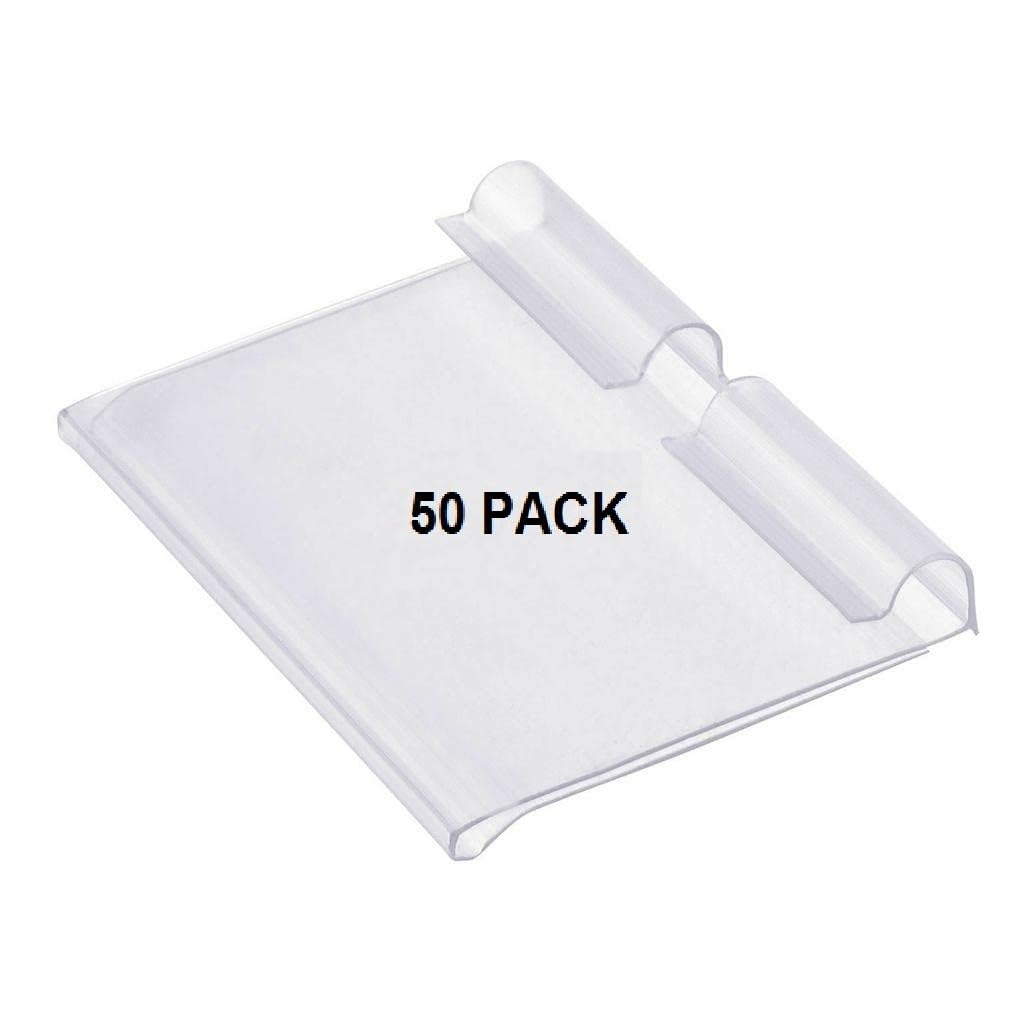 Q1 Beads 50 Pcs. Plastic (50 mm x 42 mm) Display Label Holder for Shelves, for Pantry Retail Merchandise Shopping Mall Store Shop Supermarket UPC Price Card Sign and Ticket Display Holder, Clip