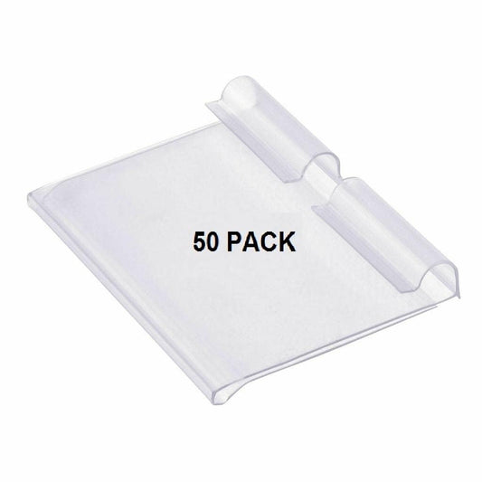 Q1 Beads 50 Pcs. Plastic (50 mm x 42 mm) Display Label Holder for Shelves, for Pantry Retail Merchandise Shopping Mall Store Shop Supermarket UPC Price Card Sign and Ticket Display Holder, Clip