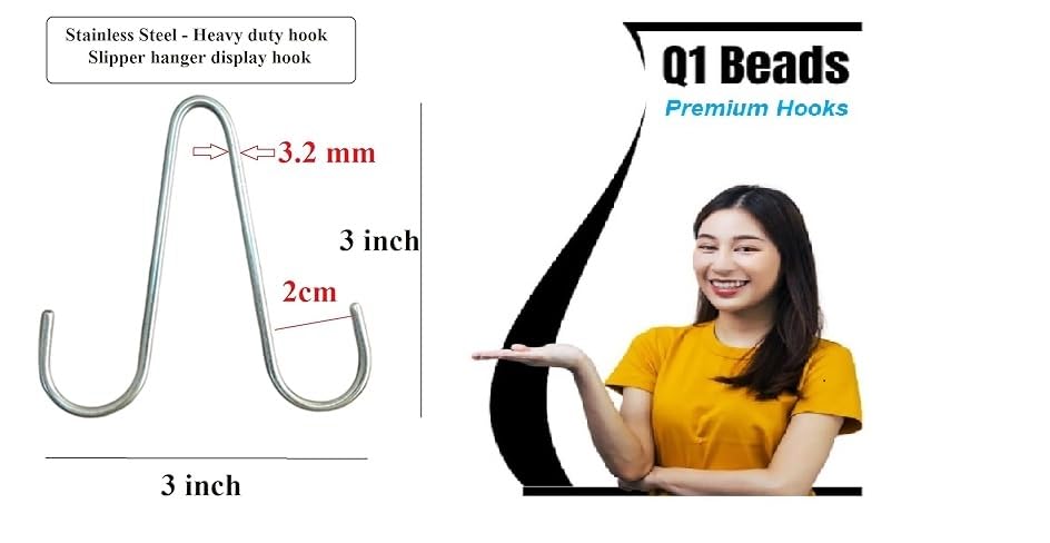 Q1 Beads 100 Pcs. Stainless Steel Slipper Hanger Hooks for Shoe Shop Display Showroom Display(Chrome)