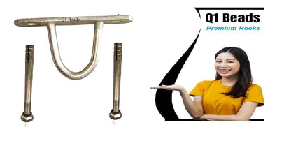 Q1 Beads 3 Pcs Set Metal Heavy Duty D Wall Hook for Ceiling Hanging Swing Chandelier Baby Swing Punching Bag Fan Jhula Hammock Swing Heavy Weight with 4 inches(10x100 mm) fasteners 6 Nos.