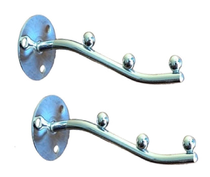 Q1 Beads Steel 3 Balls Pin Wall Mount Wall Drope Hanger for Hanging Clothes Dress, Shop and Showroom Display(Chrome)-2 Pack