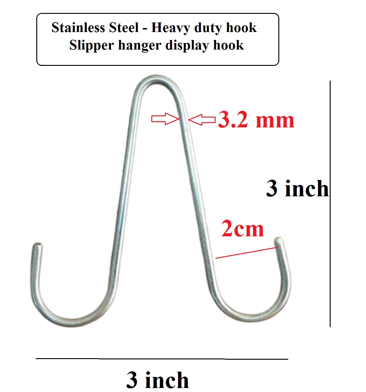 Q1 Beads 20 Pcs. Stainless Steel Slipper Hanger Hooks for Shoe Shop Display Showroom Display(Chrome)