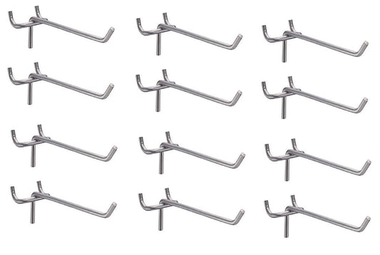 Q1 Beads 12 Pack 2" Heavy Duty Peg Hooks for 1 Spaced Pegboards, Utility Hooks for Wall Organizing in Home or Garage (Chrome, 2 inches, 12 Pcs)