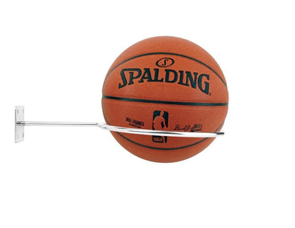 Q1 Beads 1 Pack Stainless Steel Wall Mount Football Sports Ball Stand Holder for Home & Display (Chrome),Steel,Hanging Shelves