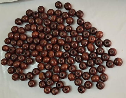 Q1 Beads 450 Pieces. 10 mm Round Wooden Beads for Arts & Craft DIY,Macrame Beige,Brown,White tri Colors (2 mm Hole)