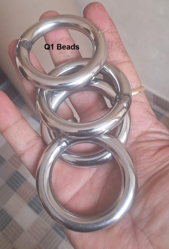 Q1 Beads 4 Pcs. Stainless Steel Ring 900 kgs Load Capacity (10 mm x 60 mm) Heavy Duty & Super Strong Multipurpose Hook for Hanging Jhula Swing Hammock Hook (Silver)