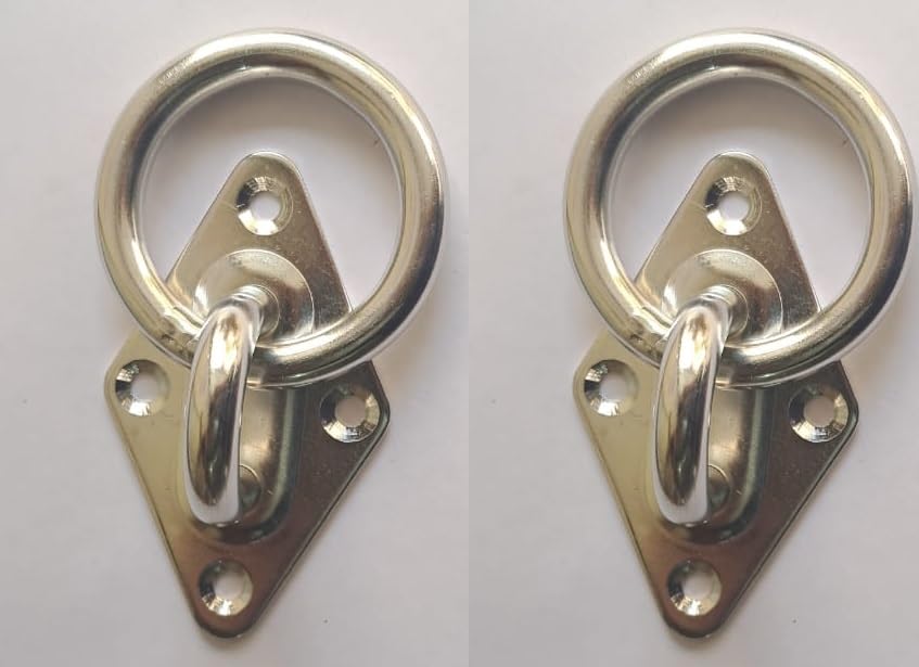 Q1 Beads 2 Pcs. 304 Stainless Steel 900 Kgs Load Capacity Ceiling Hook Kada Swivel Swing Hook Hanger Heavy Duty Ceiling Hook Rotating Kada for Hanging Swing(Chrome,Ring Hook)