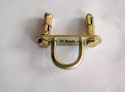 Q1 Beads 2 Pack Metal Wall Hook with Snap Hook 8x80mm Heavy Duty 300 Kg Load Capacity | Zinc Plated Raval Anchor Bolt 10x70 mm Hanger for Swing, Hammock, Punching Bag, Garage Storage (Golden)