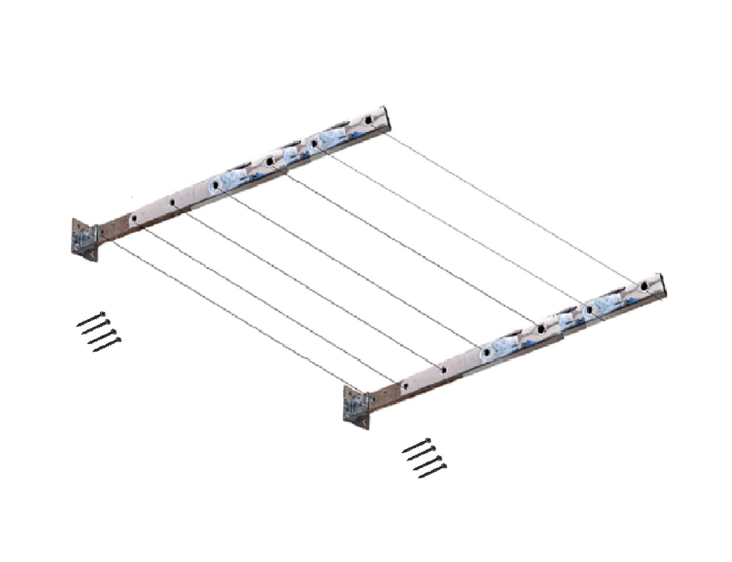 Q1 Beads 7 Tier Stainless Steel Wall Mount Folding Cloth Dryer Stand with Rope & Screws (1 Set)