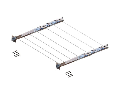 Q1 Beads 7 Tier Stainless Steel Wall Mount Folding Cloth Dryer Stand with Rope & Screws (1 Set)