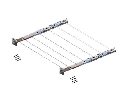 Q1 Beads 7 Tier Stainless Steel Wall Mount Folding Cloth Dryer Stand with Rope & Screws (1 Set)