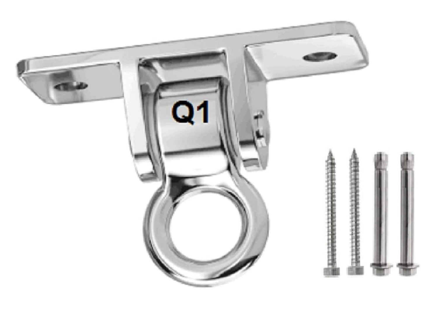 Q1 Beads 304 Stainless Steel 900 Kgs Load Capacity Swing Hanger Heavy Duty Ceiling Hook Bearing Kada for Hanging Swing, Hammock,Playing Jhula,Playground, Porch, Yoga Seat with Fittings (Chrome,1 Pc.)