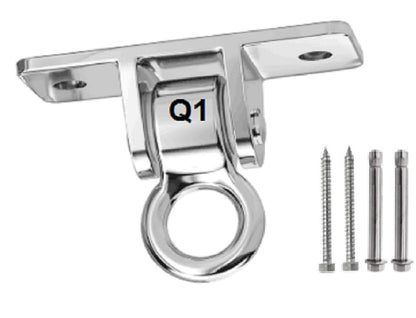 Q1 Beads 304 Stainless Steel 900 Kgs Load Capacity Swing Hanger Heavy Duty Ceiling Hook Bearing Kada for Hanging Swing, Hammock,Playing Jhula,Playground, Porch, Yoga Seat with Fittings (Chrome,1 Pc.)