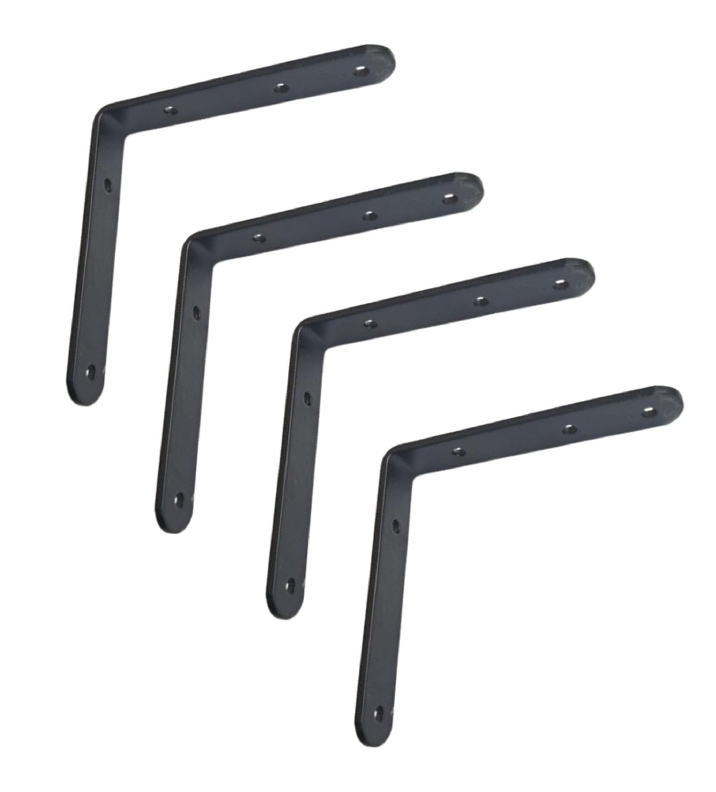 Q1 Beads 4 Pack Metal 4 x 4 inches Heavy Duty 30 Kgs. Load Capacity L Clamp Angle Bracket L Bracket for Wall Shelf,Rack, Home,Shop, Showroom (4 x 4 Inches, Black Powder Coated)