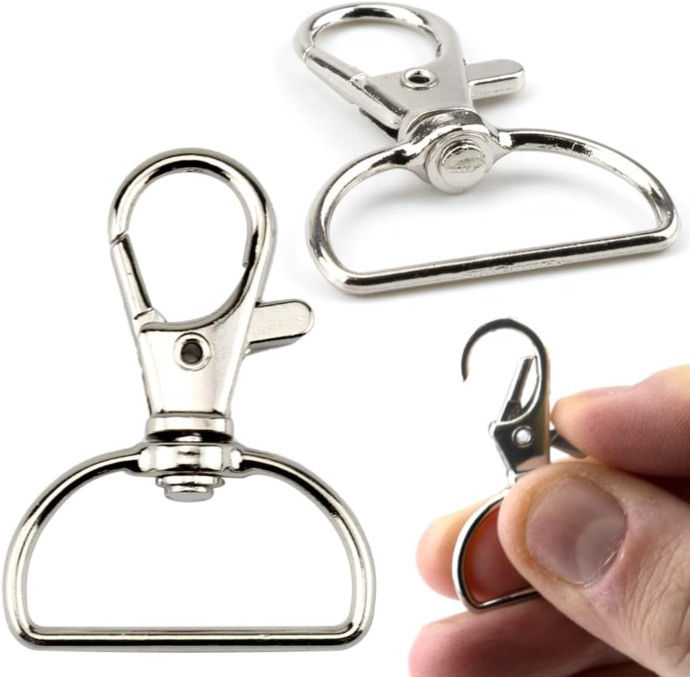 Q1 Beads 10 Pack Steel 45x25 mm Lobster Claw Clasps - Wide 1 Inch D Ring - 360° Swivel Trigger Snap Hooks - Great for DIY Lanyards, Keychain Clasps - Swivel Hooks for Purses by Specialist ID Card